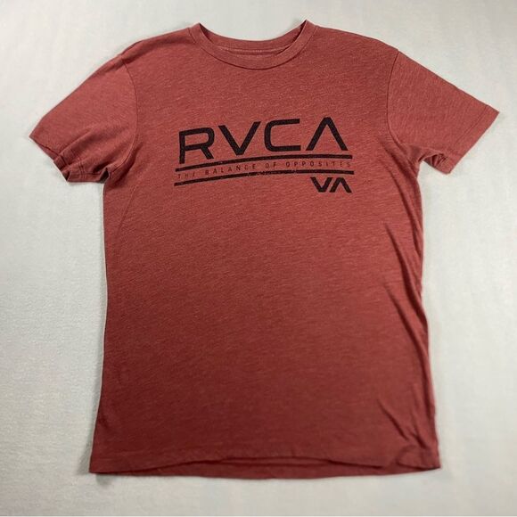 RVCA Vintage Dye Red Short Sleeve T-Shirt Men's Size Small Big Logo - Picture 1 of 6
